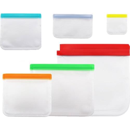 1 pcs Food storage Bag PEVA Self-sealing Silicone Bag Leak-proof Reusable Freezer Bag Kitchen Bread Bacon Kids Lunch Snack Bag