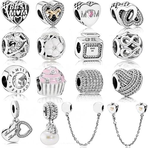 100% Real 925 Sterling Silver Best Mother Beads Charm Fits Original Brand Bracelets & Bangle Diy Jewelry