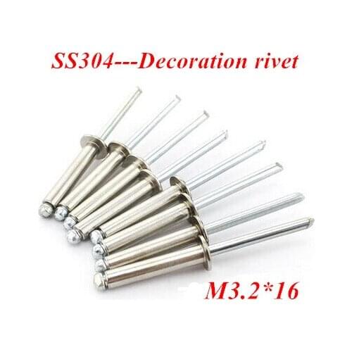 50PCS M3.2*16 Dome POP Head Rivet Stainless steel Core Pulling Decoration Rivets