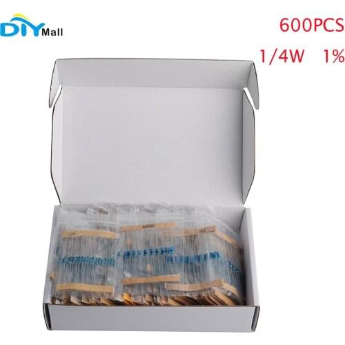600pcs 1/4W Metal Film Resistors 1% Precision 30 Values 20pcs Each Value Color ring Resistor