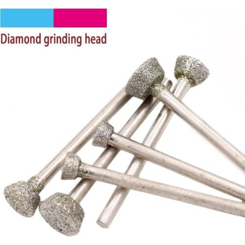 4pcs 5-10mm Diamond Grinding Head Grind Inverted Trapezoid Burrs Metal Stone Jade Engraving Carving Peeled Tools E Needle DaoTC