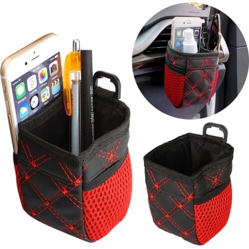 Car Air Vent Trash Auto Net Storage Bag Mobile Phone Pocket Holder Car Organizer Hanging Bag Holder Accessory Car-styling