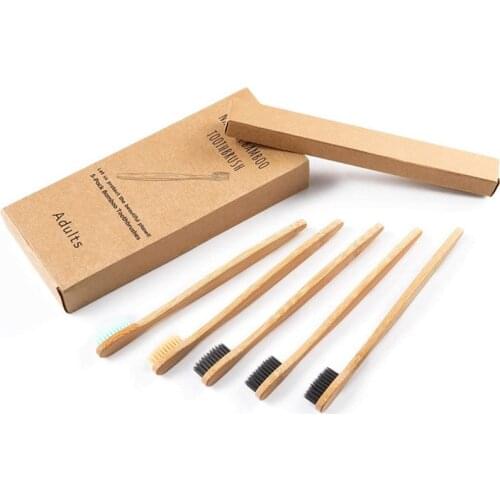 Adult Bamboo Toothbrushes 10pcs/5pcs BPA Free Soft Bristles Tooth Brush 100% Natural Eco-Friendly for Oral Care Healthy