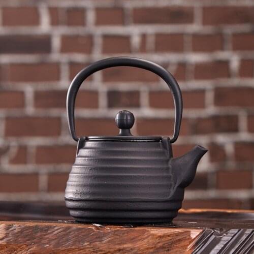 Free shipping 1L threaded cast iron teapot with infuser tea ware drink ware