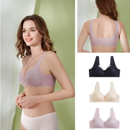1 Pcs No trace behind Front Buckle No Rims large Sexy Lace Lingeries Women Bras Vest Sleep Plus Size Girl Students Underwear Hot