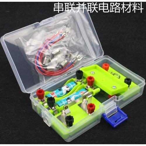 Physic lab Serial and parallel circuits equipment with switches blubs cable lampholder battery case no battery