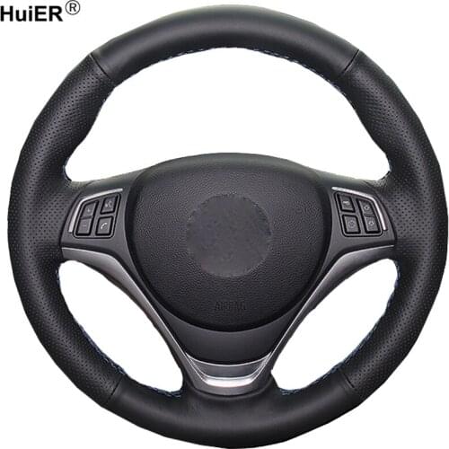 HuiER Hand Sewing Car Steering Wheel Cover Microfiber For BMW X1 2014 2015 Car Styling Car Protector Interior Accessories Parts