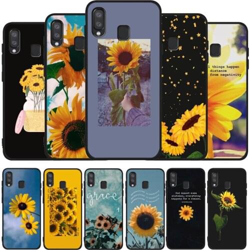 Sunflower black phone Case For Samsung A10 30 40 50 30S 50S 60 70 M10 (M20 M30 M40 A01 31 51 71 A20E A21S)