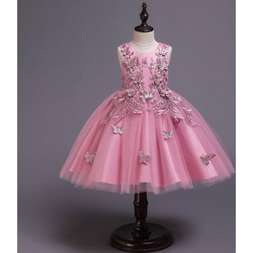 Flower Girls Dresses For Wedding Party Sleeveless Big Gown Princess Dress Children Party Kids Dresses