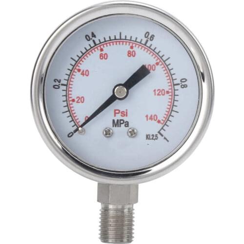 Pressure Gauge Stainless Steel Industrial Meter Accurate Measurement 0-1.0MPa M14x1.5 Y-60BF Pressure Meter