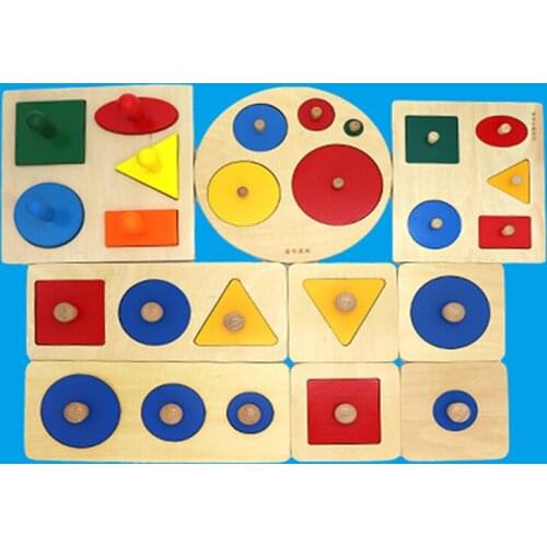 Wooden Geometric Shapes Sorting Math Montessori Puzzle Colorful Preschool Learning Educational Game Baby Toddler Toys