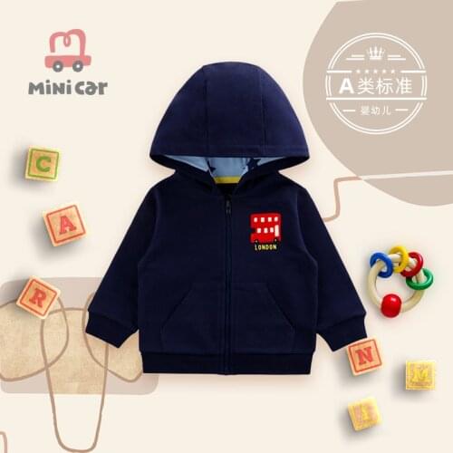 Car boy coat baby spring and autumn cotton long sleeve warm clothing with hat fashion