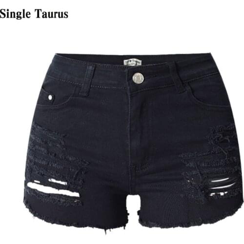 Denim Shorts Women Summer High Waist Black Short Jeans Distressed Streetwear Vintage Shorts Women Caual Denim Spodenki Damskie