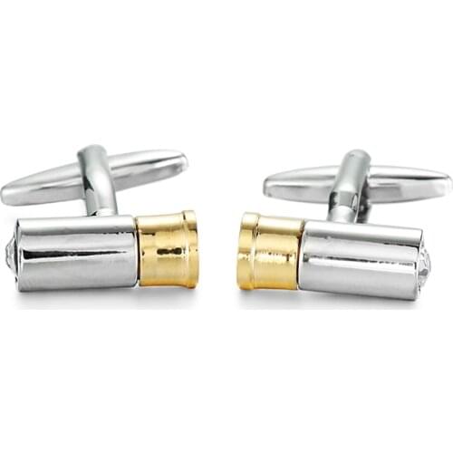 Movie gold Color 007 Bullet Cufflinks Silver Plated Novelty Movie James Bond 007 Pattern Design Mens Shirt Cufflinks