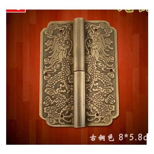 Hardware supplies Pure copper hinge 4 inch Antique Chinese copper cabinet door copper handle hardware furniture accessories a1