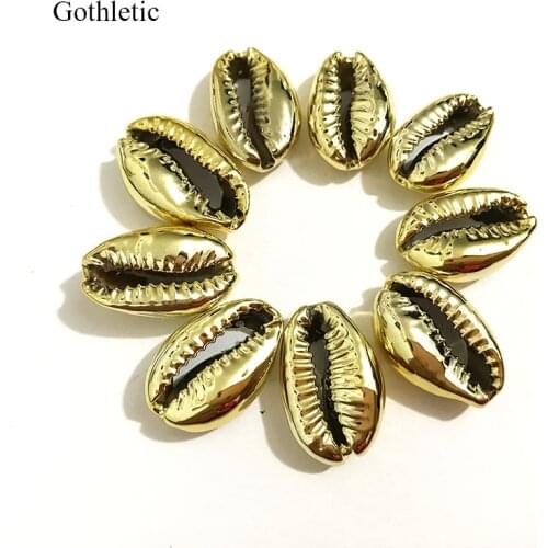 Gothletic 15pcs/lot BeSilver/Gold/Hematite Color Natural Puka Cowrie Shells Loose Beads DIY for Jewelry Making Accessories