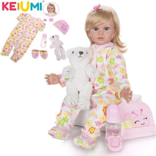 KEIUMI 24 Inch Reborn Silicone Bonecas Meninas Doll Handmade Curls Reborn Girl Princess Dolls Toy For Kids Birthday Surprise