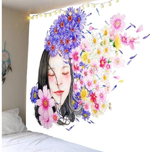 Beautiful Women, Flowers, Background Wall Decoration Bedroom Living Room Tapestry