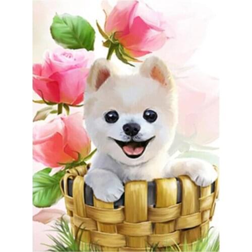 Square/Round 5D DIY Rose Animal Diamond Embroidery Dog Cross Stitch Diamond Wall Painting Holiday Gift Home Decoration XN829