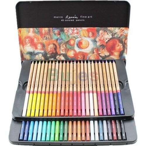Marco Renoir Fine12/24/36/48/72/100/120 Colors Drawing Oil Base Pencil Tin Set,Professional Colored Pencil Set,Adult and Student