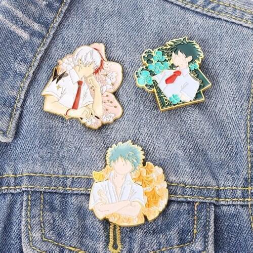 Boku No My Hero Academia Todoroki Shoto Bakugou Katsuki Cosplay Costume Metal Badge Pin Alloy Brooch Props Halloween Gift