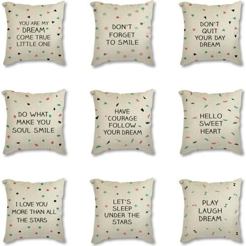 Minimalist Nordic Motivational Quotes Letter Print Home Decorative Pillows For Sofa Cotton Linen Nordic Throw Cushion Cover Case