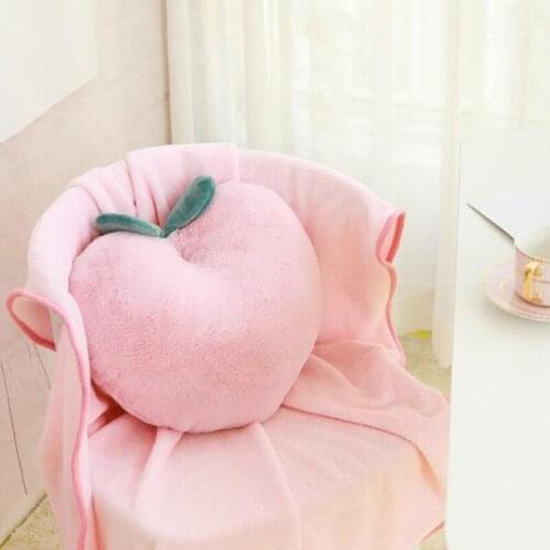 Dreamy Cherry Blossom Honey Peach Pillow Heart-shaped Soft Sofa Cushion Sakura Pink Blanket Cute Chain Link Bag Gift For Girls