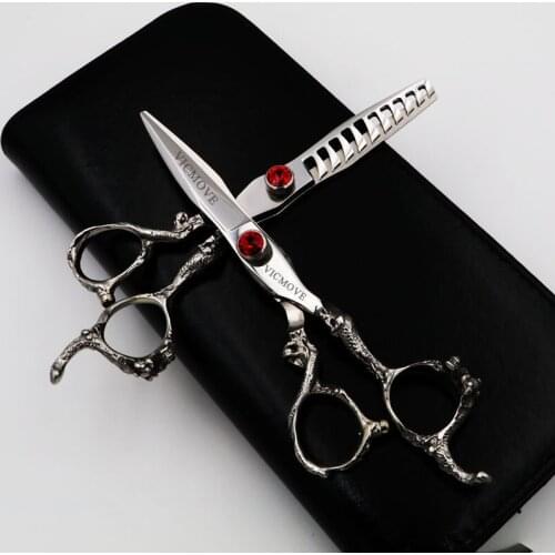 Pet Scissors Dog Grooming Straight Curved Cutting+Thinning Shears Kit for Animals Japan440C Tijeras High Quality Salon 6 Inch