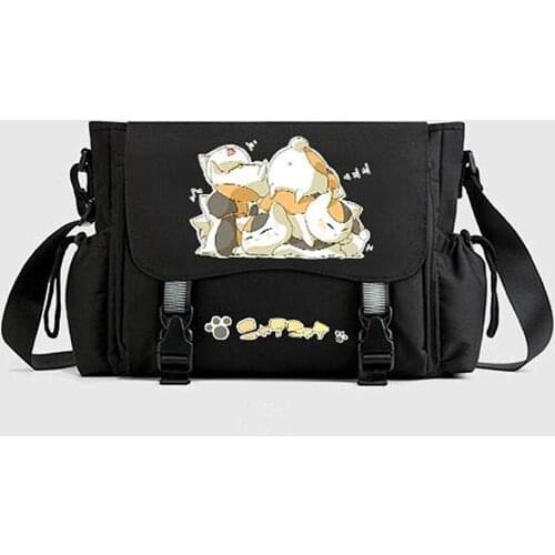 Natsume Yuujinchou Cat Black Messenger Handbag Printing Shoulder Bags School Book Bag