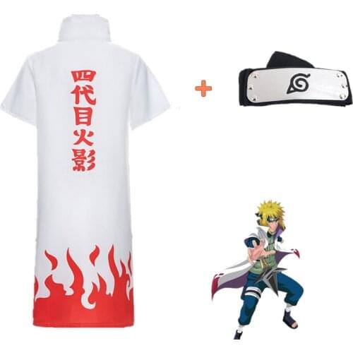 Anime Naruto Namikaze Minato Cosplay Cloak with Headband Costume 4th Yondaime Hokage Hood Costume Halloween Party Group Dress