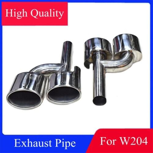 Pair H Style Silver Exhaust Pipe For BENZ C Class W204 C63 C65 C200 Stainless Steel Rear Tailpipe Tips