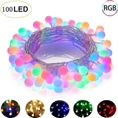 10M 100LED 220V/110V LED Ball String Lights Christmas Bulb Fairy Garlands Outdoor For Holiday Wedding Home New Years Decor Lamp