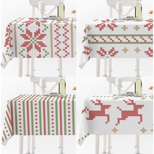 Christmas Tablecloths Coffee Table for Living Room Outdoor Rectangular Plaid Geometric Waterproof Anti-stain Party Decoration