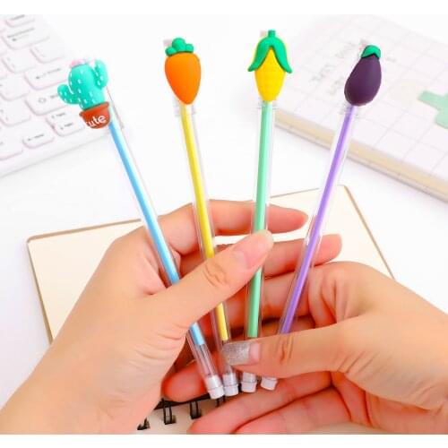 1 PCS Cute Little Clear and Clear Pen Holder Vegetable Carrot Neutral Pen Creative Cartoon Student Office Signature Wholesale