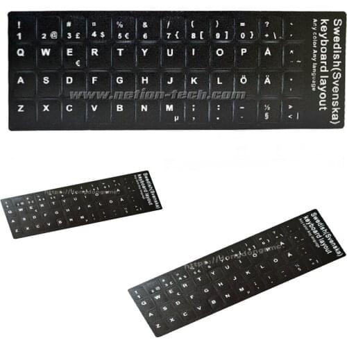 High Quality! 100pc/lot Swedish keypad label sticker, Eco-environment Plastic Svenska keyboard stickers for Laptop/computer