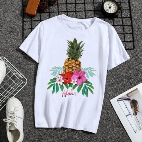 Womens T-shirt Pineapple Fruit Clothing Printed T-shirt Fashion Womens Top Graphic T-shirt Fashion Female T-shirt Clothes