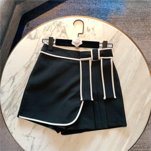 Mini Skirt Women 2020 Spring and Summer New Black and White Contrasting Color All-match Slim High Waist Bow Skirt Womens Skirts