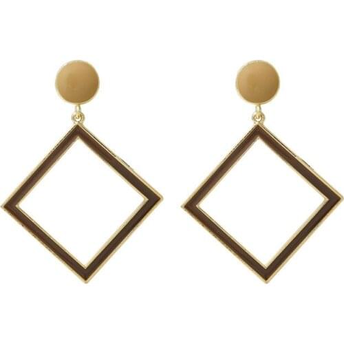 New Jewelry Simple Wine Red Square Retro Fashion Statement Earrings Wholesale Earrings For Women