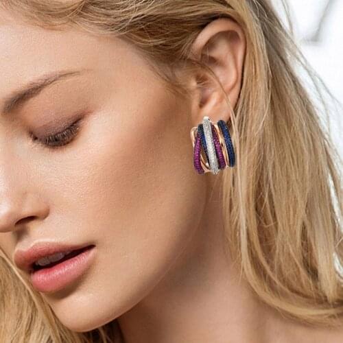 Zlxgirl brand copper wedding Earring jewelry fine birdal ears piercing Dubai gold color cubic zircon earring ears brincos