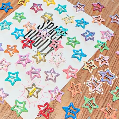 10/12 PCS Baby Girls Hair Clip Color Cute Fashion Drop Star Shaped Metal Paint Headdress Fixing And Decorating Bangs Accessories