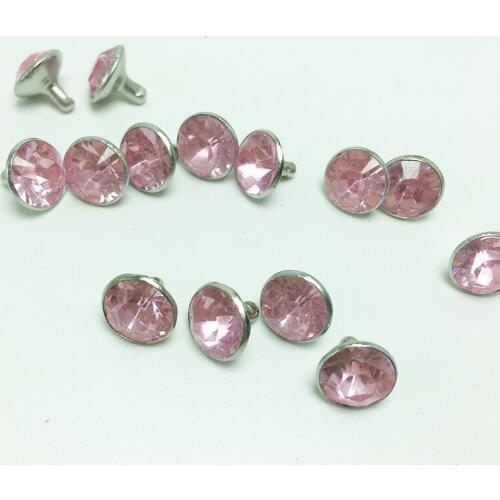 1000 Pcs Pink Rhinestone Crystal Rivets 10 mm DIY Clothing Bag Leather Crafts Button Decoration Sewing Glass Drill Nail Button