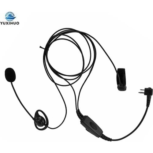 2 Pin D Shape Earhook Tactical Headset with Finger PTT Mic Earpiece for Motorola GP88 GP308 LTS2000 PMR446 ECP100 PR400 Radio