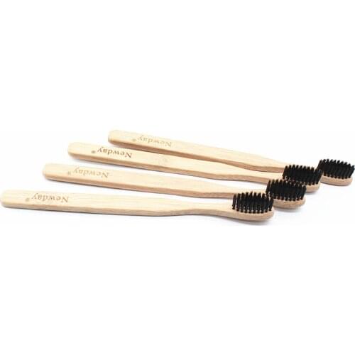 2 Pieces Black Bamboo Toothbrush Wood Toothbrush Bamboo Soft Bristles Natural Eco-friendly Capitellum Bamboo Fibre Wooden Handle