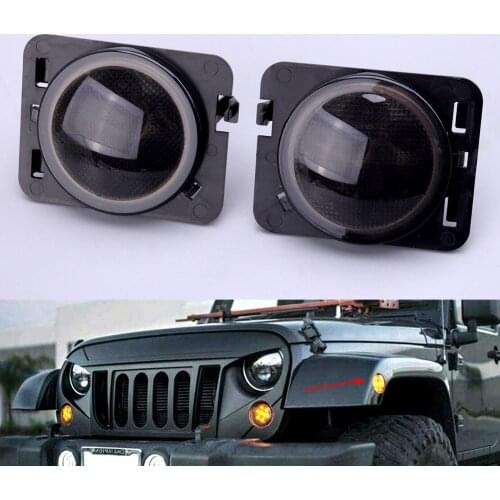 2Pcs Smoked LED Side Marker Light Lamp Car Fit for Jeep Wrangler JK 2007 2008 2009 2010 2011 2012 2013 2014 2015