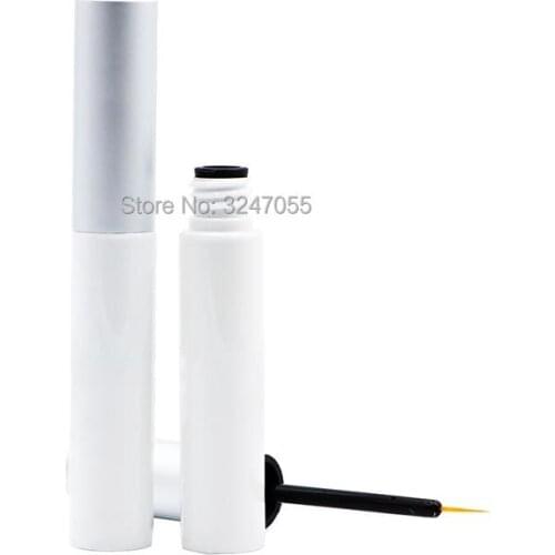 3.5ml Plastic Empty Cosmetic Eyeliner White Tube n Aluminum Cap,DIY Portable Travel Eyelashes Glue Bottle,Eye Beauty Makeup Tool