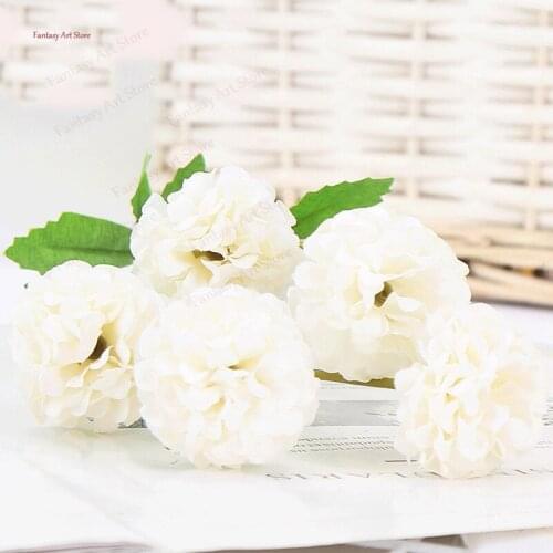 40cm Artificial Flower 5 Ping Pong Chrysanthemum Silk Fake Flower Plant Living Room Home Decoration Garden Wedding Decoration