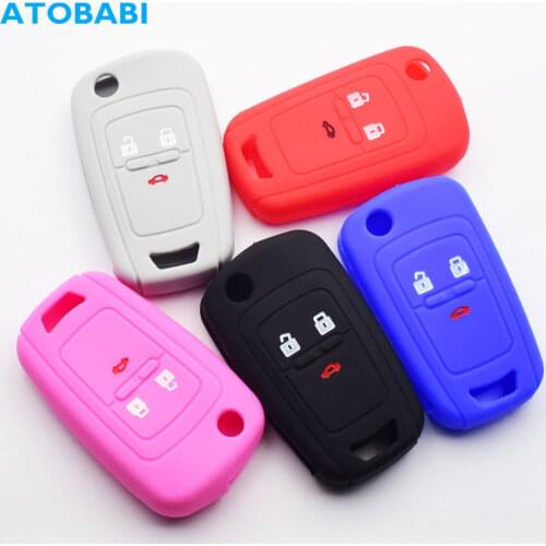 ATOBABI Silicone Car Key Case Skin For Chevrolet Cruze Equinox Malibu Sonic Spark 3 Buttons Flip Remote Control Protector Cover