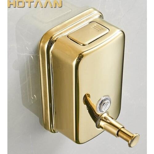Free Shipping 500ml Luxuy Gold Color Stainless Steel Wall Mounted Liquid Shower Soap Dispenser Bathroom Shampoo Soap Box YT2013G