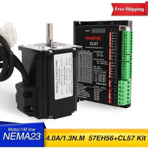 Free Shipping 57EH56A4001+CL57 Hybrid Step-servo Driver CNC Controller Kit Nema23 Closed Loop 1.3N.m Servo Stepper Motor nema23
