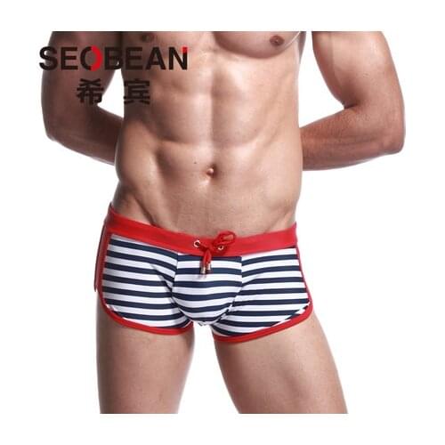 Free shipping!Brand SEOBEAN Mens stripe trunks quick-dry swim trunks Swimwear Trunks Bikini hot spring swimsuits beach shorts